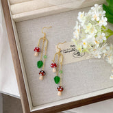 Unique Mushroom Earring Dangle, Magical Mushroom Earrings, Mushroom Cottagecore Earrings, Red and Brown Mushroom Earrings